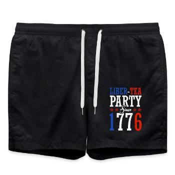 Liber-tea Party since 1776 July 4 - Swim Trunks - black - Front - AI Model Male 185 light (185cm)