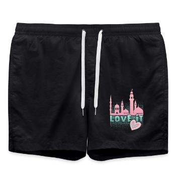 Islamischer Glaube, Moschee Spruch, Ramadan - Badeshorts - Schwarz - Vorne - AI Model Male 185 light (185cm)