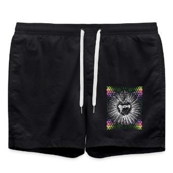 Chrétien, Jésus-Christ, Cœur qui saigne - Short de bain - noir - Devant - AI Model Male 185 light (185cm)