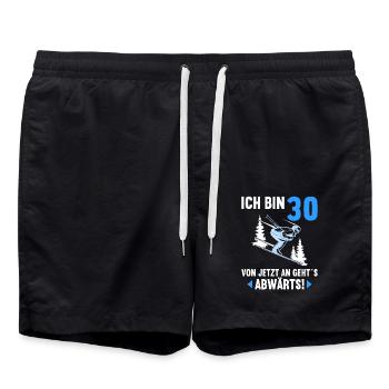 Ich bin 30 Ab jetzt gehts abwärts 30 Geburtstag - Badeshorts - Schwarz - Vorne - AI Model Male 185 light (185cm)