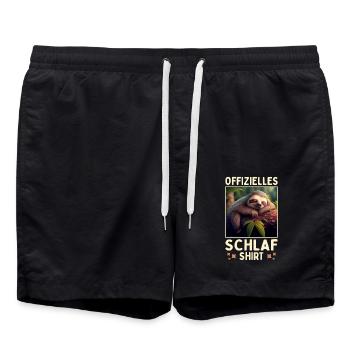 Faultier Offizielles Schlafshirt Pyjama Schlaf - Badeshorts - Schwarz - Vorne - AI Model Male 185 light (185cm)