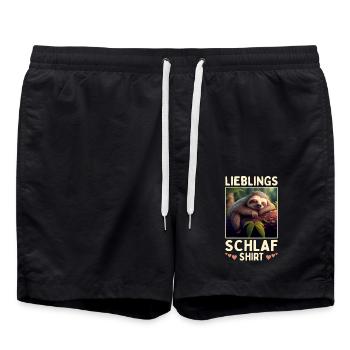 Faultier Lieblings Schlafshirt Müde Pyjama Schlaf - Badeshorts - Schwarz - Vorne - AI Model Male 185 light (185cm)