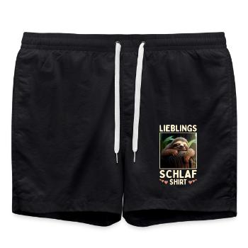 Faultier Lieblings Schlafshirt Müde Pyjama Schlaf - Badeshorts - Schwarz - Vorne - AI Model Male 185 light (185cm)