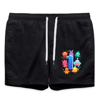 1st birthday | Monster Birthday | Monster - Swim Trunks - black - Front - AI Model Male 185 light (185cm)