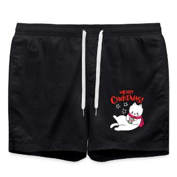 Joyeux chat de Noël, drôle de dicton de Noël - Short de bain - noir - Devant - AI Model Male 185 light (185cm)