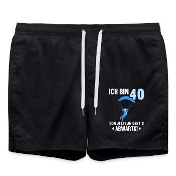Ich bin 40 Ab jetzt gehts abwärts 40 Geburtstag - Badeshorts - Schwarz - Vorne - AI Model Male 185 light (185cm)