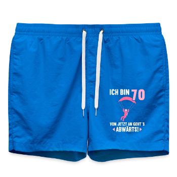 Ich bin 70 Ab jetzt gehts abwärts 70 Geburtstag - Badeshorts - Cobalt blue - Vorne