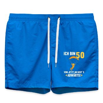 Ich bin 50 Ab jetzt gehts abwärts 50 Geburtstag - Badeshorts - Cobalt blue - Vorne