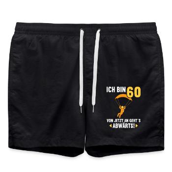 Ich bin 60 Ab jetzt gehts abwärts 60 Geburtstag - Badeshorts - Schwarz - Vorne - AI Model Male 185 light (185cm)