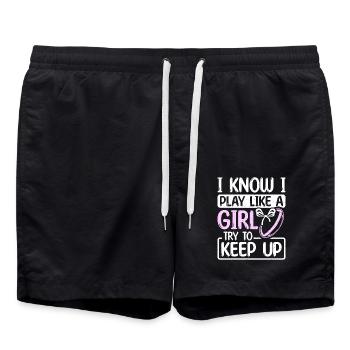 Je joue comme une fille qui essaie de suivre le rythme - Short de bain - noir - Devant - AI Model Male 185 light (185cm)