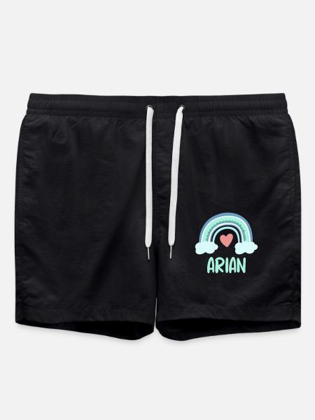 Arian Name Rainbow Baby - Swim Trunks - black