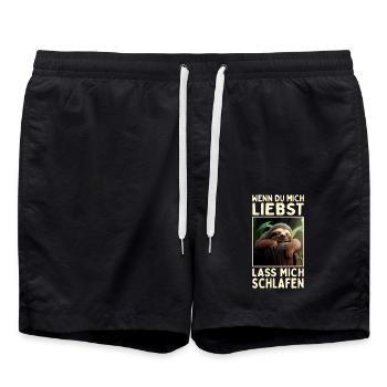 Faultier Wenn Du Mich Liebst Lass Mich Schlafen - Badeshorts - Schwarz - Vorne - AI Model Male 185 light (185cm)