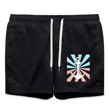 Cadeau de Noël Ancre Marin Maritime Ahoy - Short de bain - noir - Devant - AI Model Male 185 light (185cm)