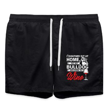 Sit at home, pet my bulldog and drink wine - Badeshorts - Schwarz - Vorne - AI Model Male 185 light (185cm)