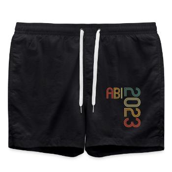 Abitur Gymnasium Damen und Herren Abi 2023 - Badeshorts - Schwarz - Vorne - AI Model Male 185 light (185cm)