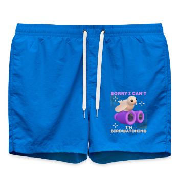 Bird, bird-watching, funny saying with binoculars - Swim Trunks - cobalt blue - Front