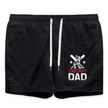 Fathers Day Daddy Cricket Dad - Badeshorts - Schwarz - Vorne - AI Model Male 185 light (185cm)
