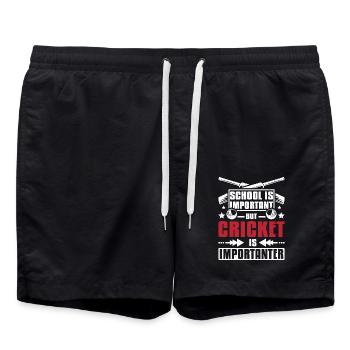School is important cricket is importanter - Badeshorts - Schwarz - Vorne - AI Model Male 185 light (185cm)