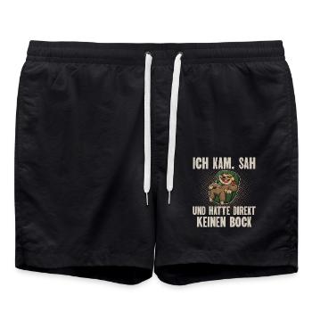 Ich Kam. Sah Und Hatte Direkt Keinen Bock - Badeshorts - Schwarz - Vorne - AI Model Male 185 light (185cm)