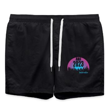 Abitur Gymnasium Damen und Herren Abi 2023 - Badeshorts - Schwarz - Vorne - AI Model Male 185 light (185cm)