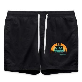 Abitur Gymnasium Damen und Herren Abi 2023 - Badeshorts - Schwarz - Vorne - AI Model Male 185 light (185cm)