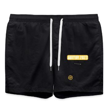 Abitur Gymnasium Damen und Herren Abi 2023 - Badeshorts - Schwarz - Vorne - AI Model Male 185 light (185cm)