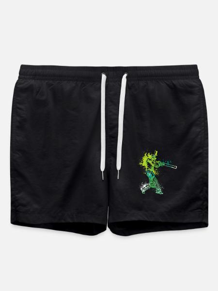 Splash Art Cricket Player - Swim Trunks - black