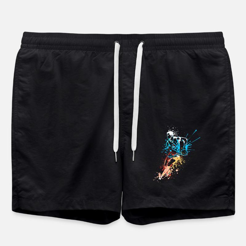 Splash Art Rugby Player - Swim Trunks - black