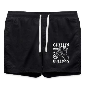 Chillin with my french bulldog - Swim Trunks - black - Front - AI Model Male 185 light (185cm)