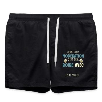boire modération boire avec prénom c'est mieux - Short de bain - noir - Devant - AI Model Male 185 light (185cm)