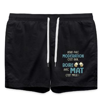 mathieu modération boire avec mat c'est mieux - Short de bain - noir - Devant - AI Model Male 185 light (185cm)