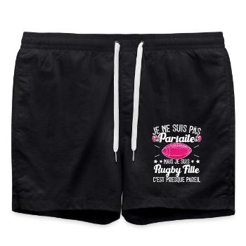 Rugby Femme Fille Cadeau Joueur De Rugby - Short de bain - noir - Devant - AI Model Male 185 light (185cm)
