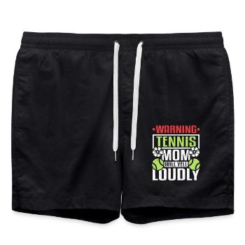 Avertissement maman tennis va crier fort - Short de bain - noir - Devant - AI Model Male 185 light (185cm)