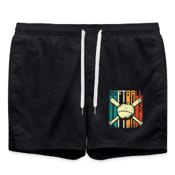 Retro Vintage Softball - Swim Trunks - black - Front - AI Model Male 185 light (185cm)
