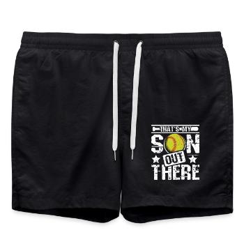 That's my son out there softball - Swim Trunks - black - Front - AI Model Male 185 light (185cm)