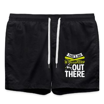 That's my daughter out there softball - Swim Trunks - black - Front - AI Model Male 185 light (185cm)