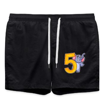 5 Jahre alt - 5 Geburtstag mit Tier Motiv - Badeshorts - Schwarz - Vorne - AI Model Male 185 light (185cm)