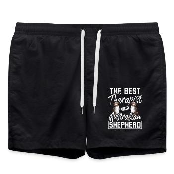 The best therapist is my australian shepherd - Swim Trunks - black - Front - AI Model Male 185 light (185cm)