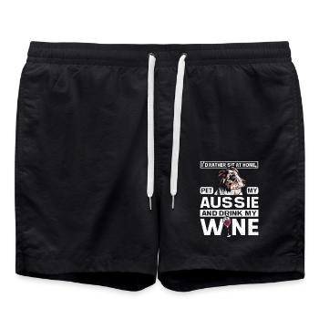 Caresser mon australien et boire mon vin - Short de bain - noir - Devant - AI Model Male 185 light (185cm)