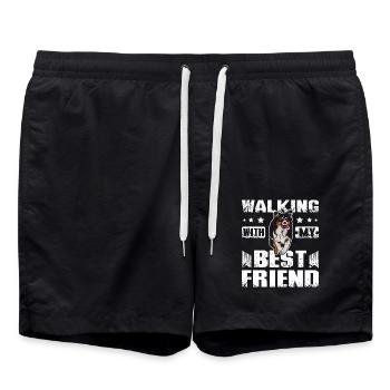 Marcher avec mon meilleur ami berger australien - Short de bain - noir - Devant - AI Model Male 185 light (185cm)