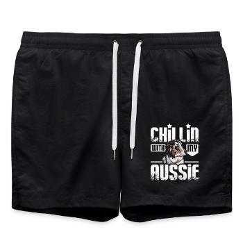 Chillin with my aussie - Badeshorts - Schwarz - Vorne - AI Model Male 185 light (185cm)