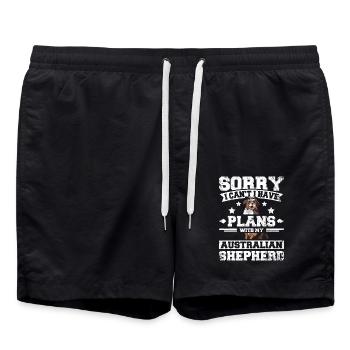 I can't I have plans with my australian shepherd - Swim Trunks - black - Front - AI Model Male 185 light (185cm)