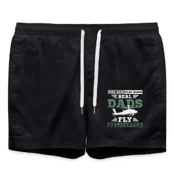 Fathers day military daddy helicopter pilot dad - Badeshorts - Schwarz - Vorne - AI Model Male 185 light (185cm)