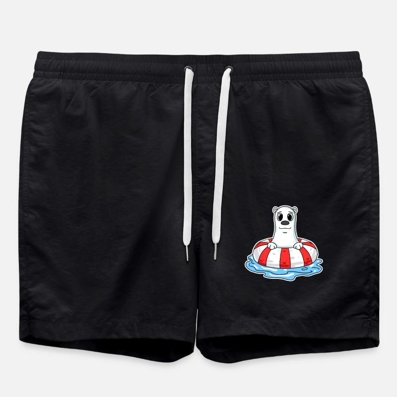 Eisbär Motiv - Badeshorts - Schwarz