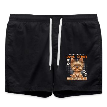 Yorkshire Terrier, Love-Yorkie, Yorkie Dicton - Short de bain - noir - Devant - AI Model Male 185 light (185cm)
