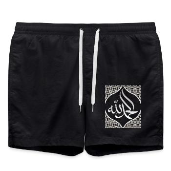 Alhamdulillah, Islamischer Glaube, Ramadan - Badeshorts - Schwarz - Vorne - AI Model Male 185 light (185cm)