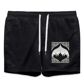 Moschee, Islamischer Glaube, Ramadan Kareem - Badeshorts - Schwarz - Vorne - AI Model Male 185 light (185cm)