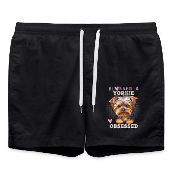 Yorkie-love, Yorkshire Terrier, Yorkie Dicton - Short de bain - noir - Devant - AI Model Male 185 light (185cm)