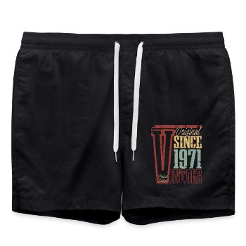 1971 Geburtstag Geburtsjahr Baujahr Vintage Retro - Badeshorts - Schwarz - Vorne - AI Model Male 185 light (185cm)