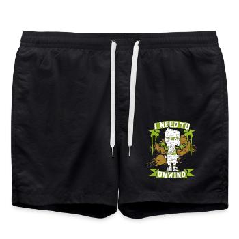 Comic mummy, cartoon mummy, funny saying - Swim Trunks - black - Front - AI Model Male 185 light (185cm)
